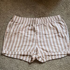 Old Navy High Waist Striped Beige Shorts